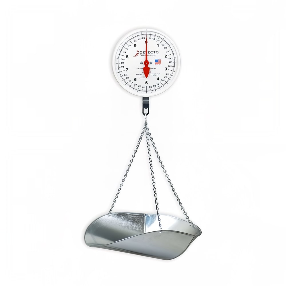 Detecto MCS-40DP Double Dial Hanging Scale w/ Galvanized Scoop & Chains, 40 lb