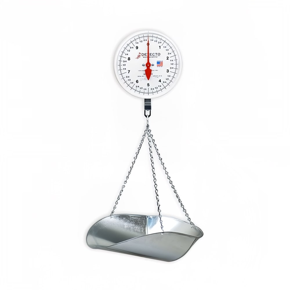 Detecto MCS-40P Dial Hanging Scale w/ Galvanized Scoop & Chains, 40 lb