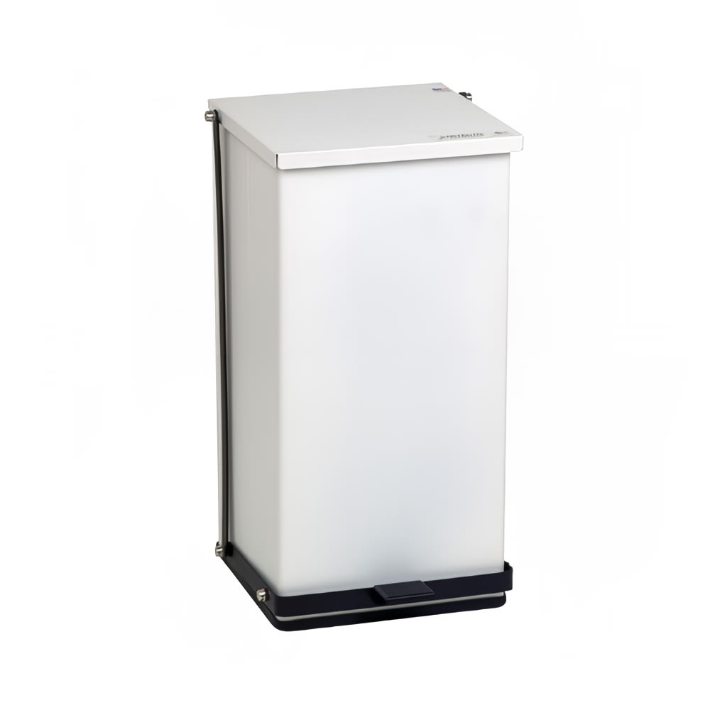 Detecto P-100 25 gal Rectangle Plastic Step Trash Can, 27 3/4"L x 16 3/4"W x 17 3/4"H, White