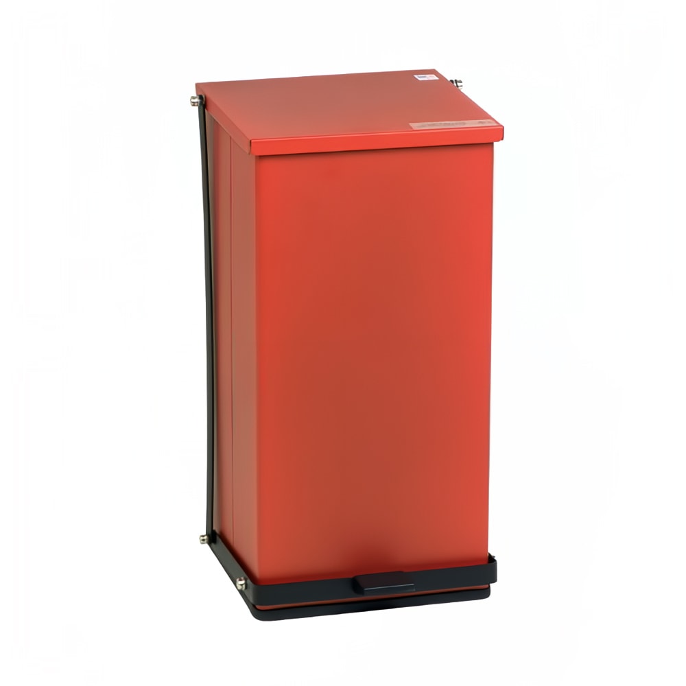 Detecto P-100R 25 gal Rectangle Plastic Step Trash Can, 27 3/4"L x 16 3/4"W x 17 3/4"H, Red