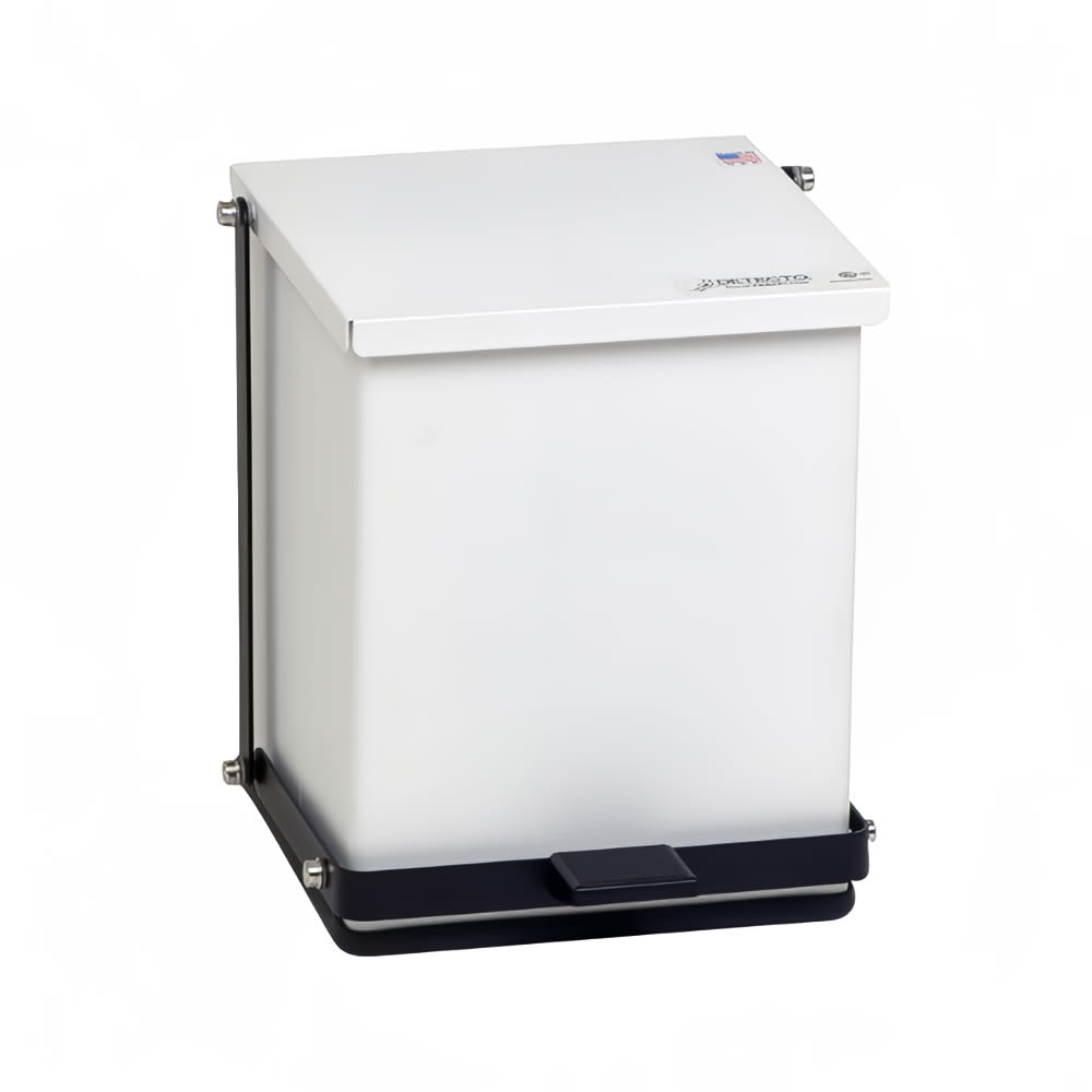 Detecto P-16 4 gal Rectangle Plastic Step Trash Can, 13"L x 11 3/4"W x 13"H, White