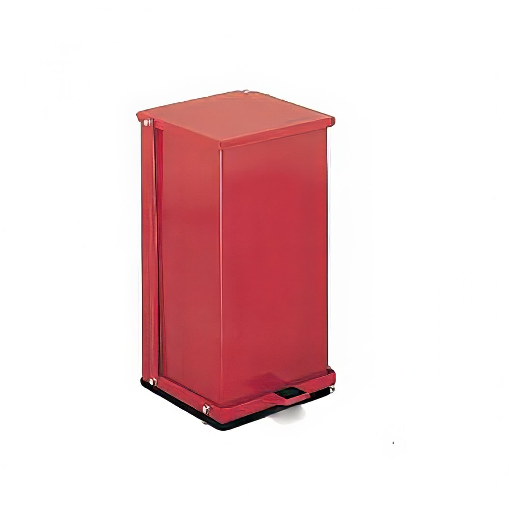 Detecto P-16R 4 gal Rectangle Plastic Step Trash Can, 13"L x 11 3/4"W x 13"H, Red