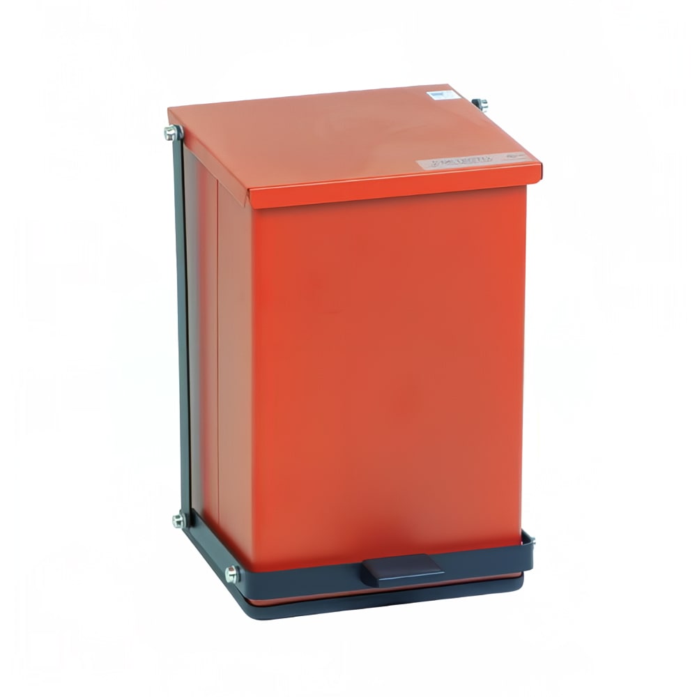 Detecto P-24R 6 gal Rectangle Plastic Step Trash Can, 16"L x 11 3/4"W x 13"H, Red