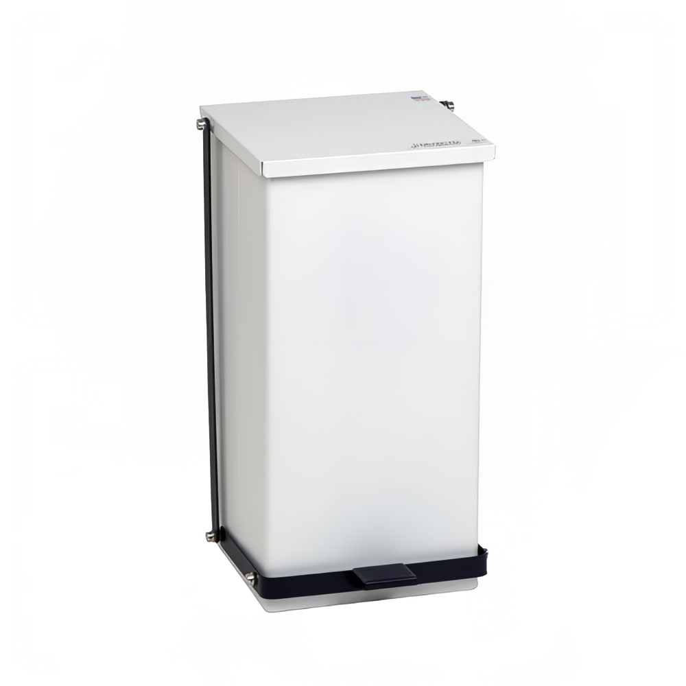 Detecto P-32 8 gal Rectangle Plastic Step Trash Can, 21"L x 11 3/4"W x 13"H, White