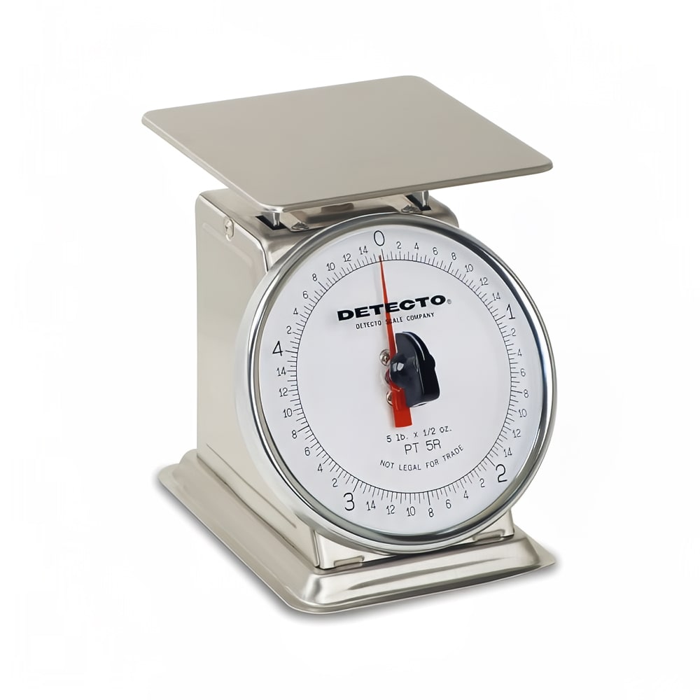 Detecto PT-5SR Petite Top Loading Rotating Dial Portion Scale w/ Stainless, 5 lb x  1/2 oz