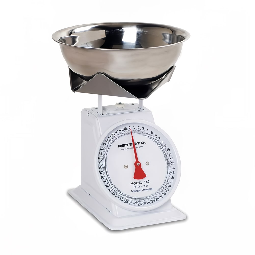 Detecto T50B Top Loading Dial Portion Scale w/ Stainless Bowl, 50 lb x 2 oz
