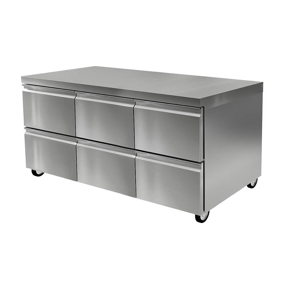 Delfield D4472NP 72"W Undercounter Refrigerator w/ (3) Sections & (6) Drawers, 115v