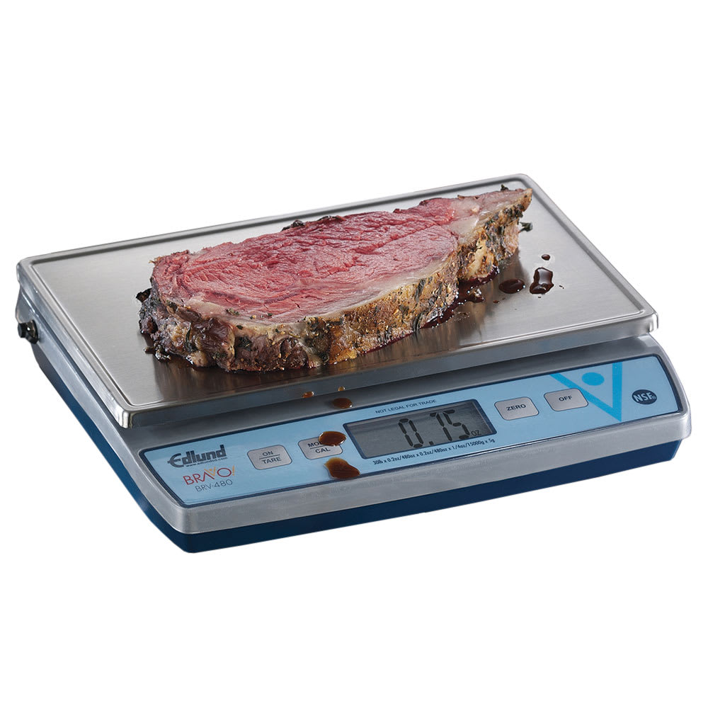 Edlund BRV-480 30 lb Square Digital Scale w/ Removable Platform - 11 2/5" x 7", Stainless
