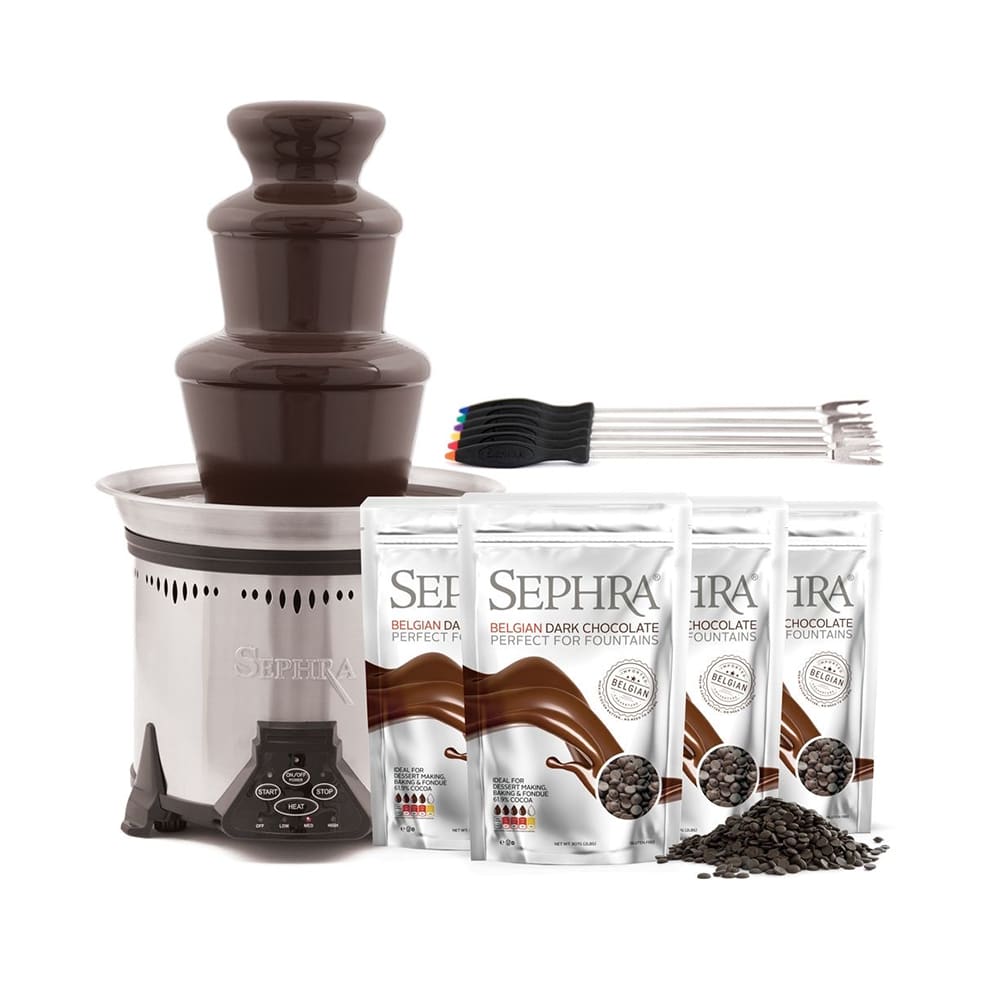 Sephra 10522 19" Elite Chocolate Fountain Package w/ 6 lb Capacity, Belgian Dark Chocolate