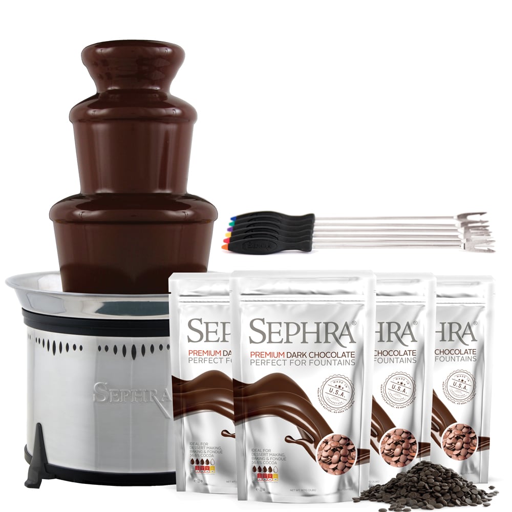 Sephra 10524 18" Classic Chocolate Fountain Package w/ 6 lb Capacity, Dark Semi-Sweet Chocolate