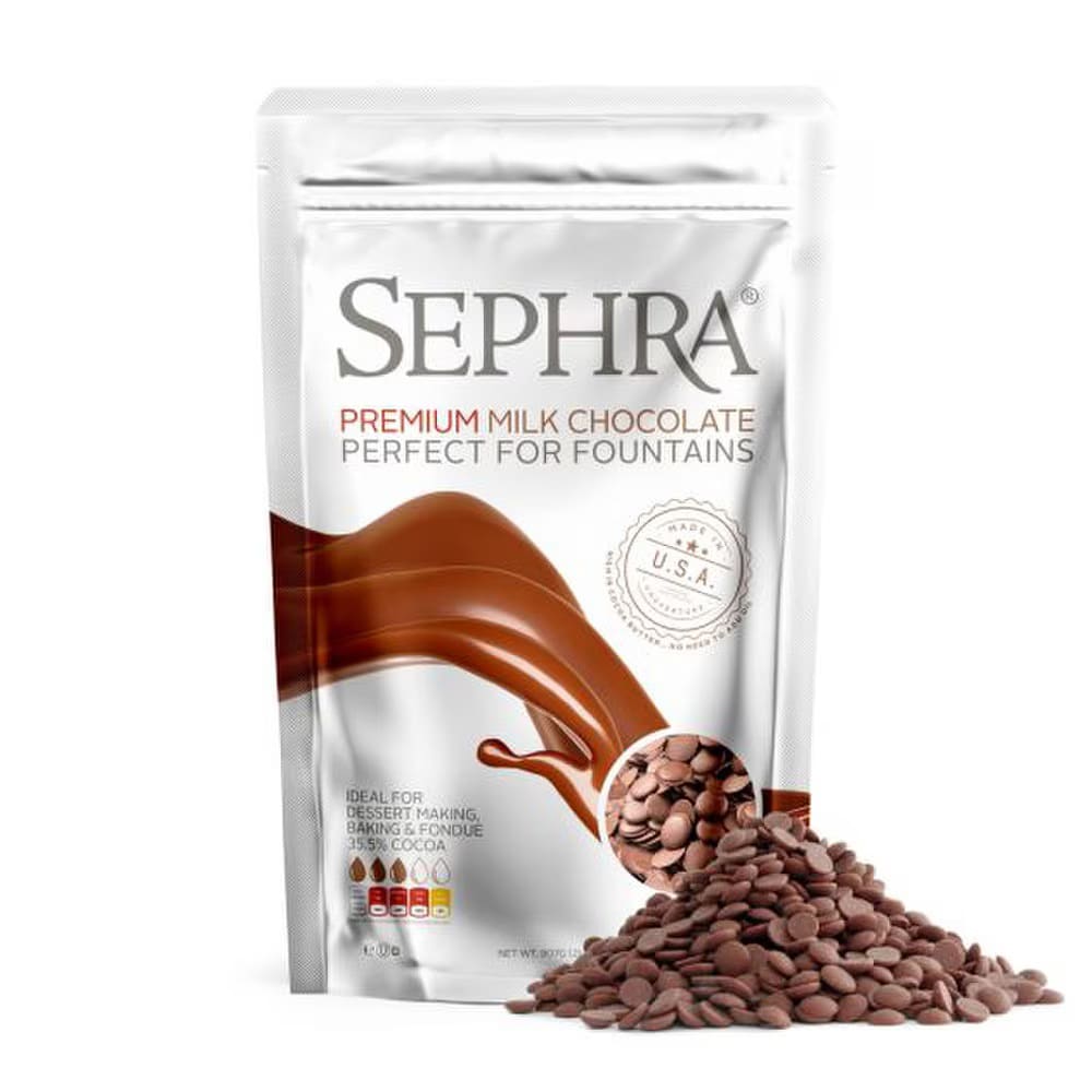 Sephra 20005 Premium Milk Couverture Fondue Chocolate, Fountain Ready, (1) 2 lb Bag