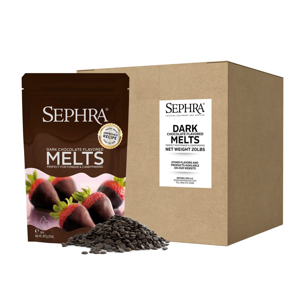 Sephra 28007 Dark Chocolate Melts, Fountain Ready, Hardens Quickly, (10) 2 lb Bags