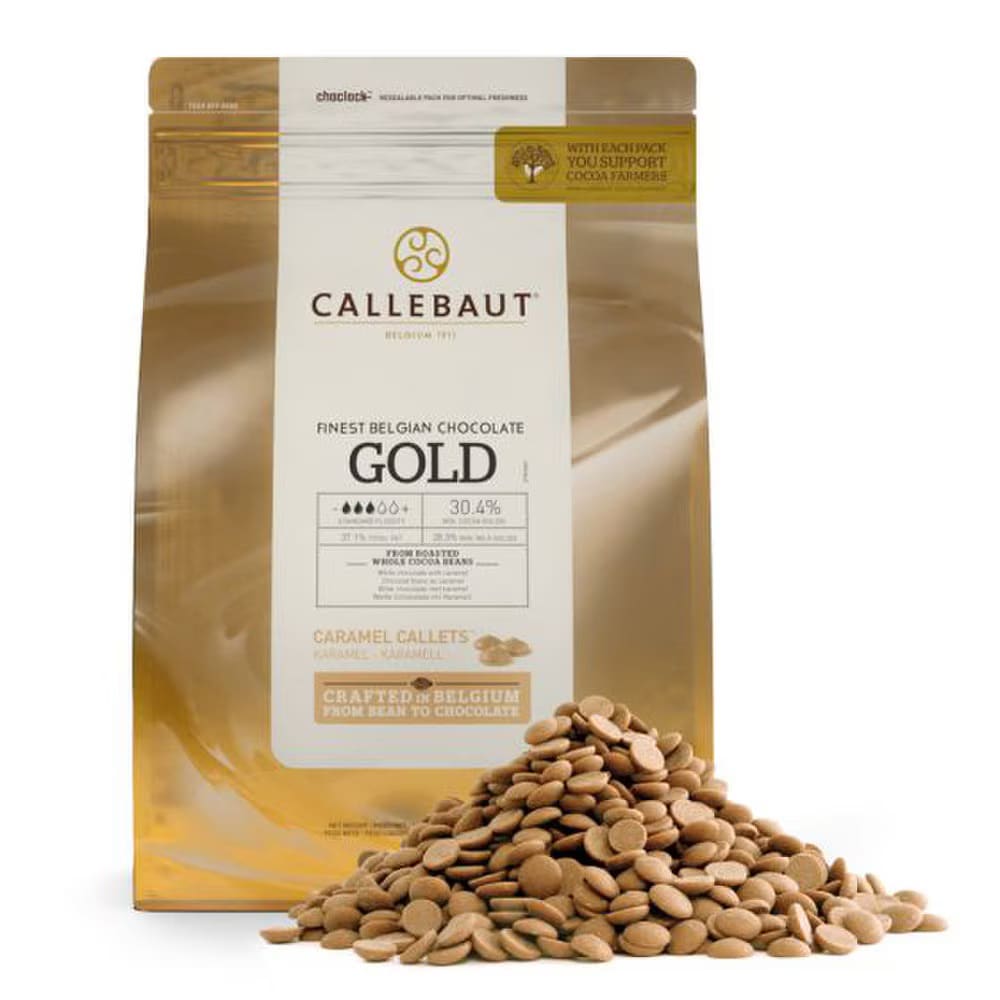 Sephra CHK-R30GOLD-2B-U75-C Callebaut® Belgian Gold Chocolate Melts, Fountain Ready, 5 1/2 lb Bag