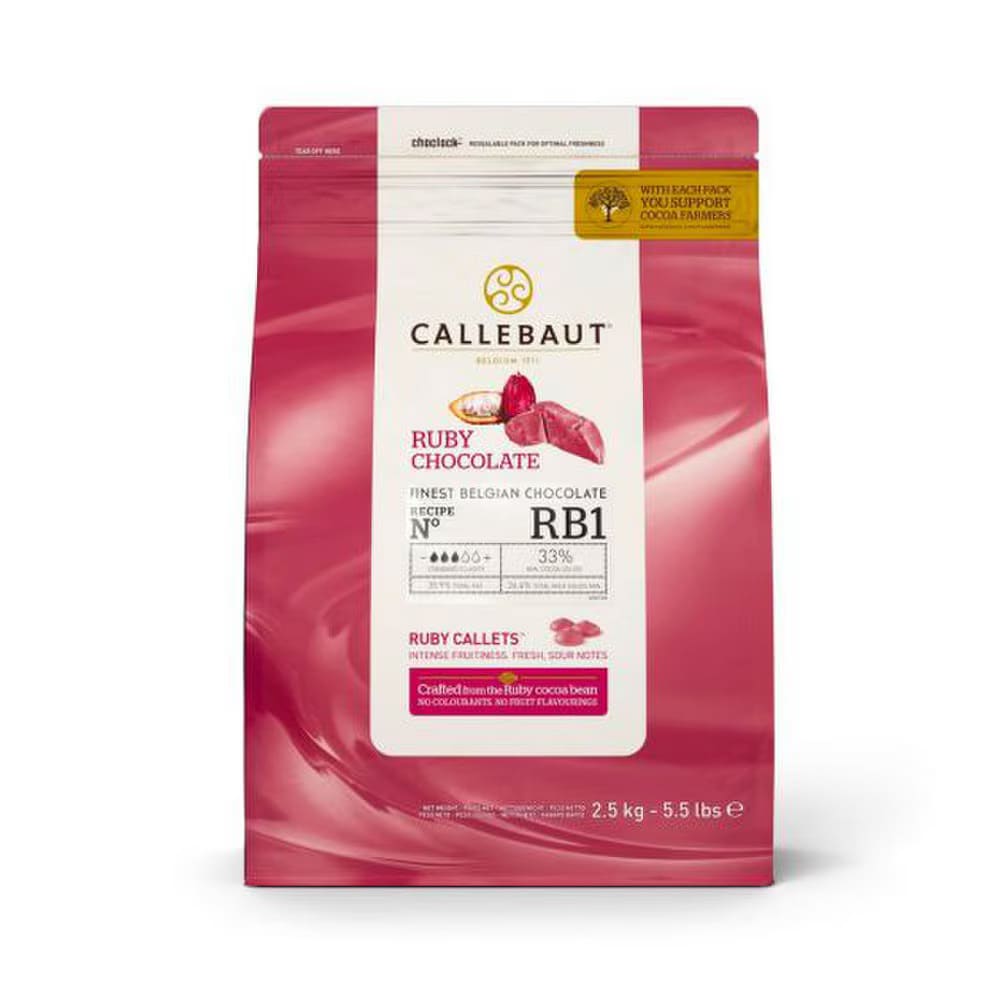 Sephra CHR-R36RB12-US-U75-C Callebaut® Belgian Ruby Chocolate Melts, Fountain Ready, 5 1/2 lb Bag