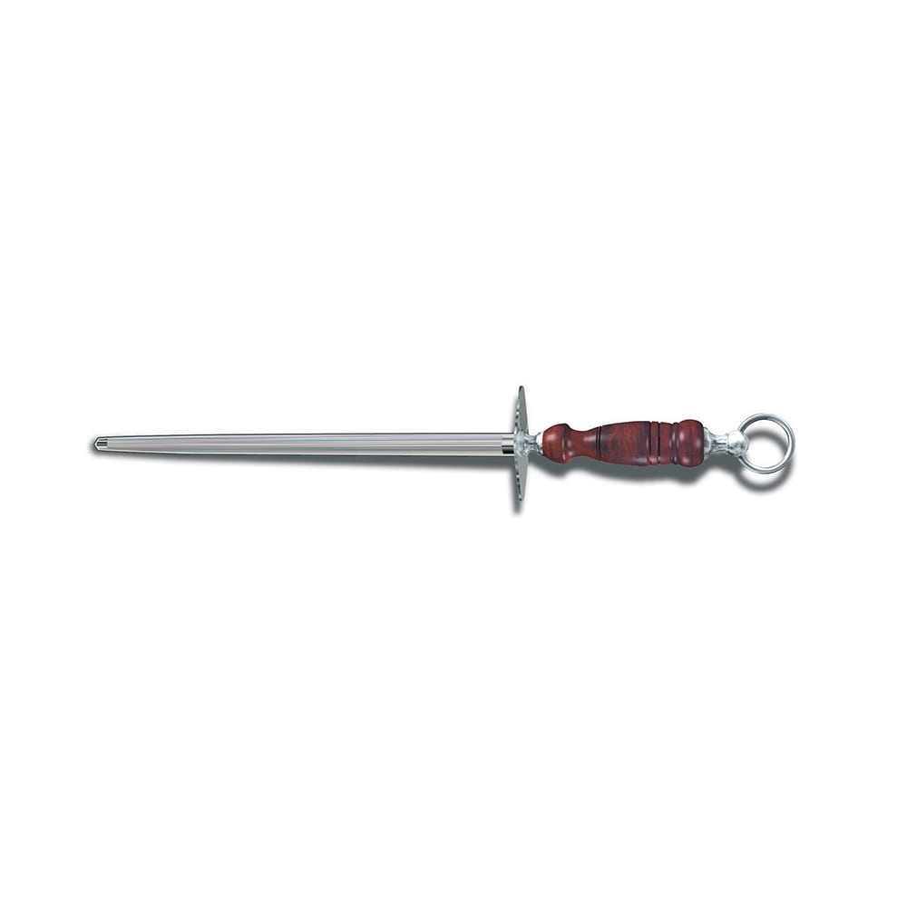 Victorinox 7.8991.23 12" Round Sharpening Steel w/ Regular Cut, Loose Ring, Dark Wood Handle
