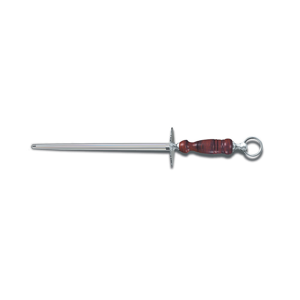 Victorinox 7.8991.24 12" Round Sharpening Steel w/ Fine Cut, Loose Ring, Dark Wood Handle