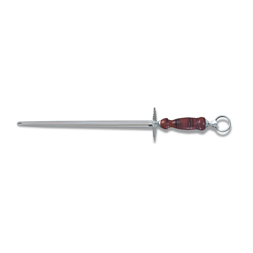 Victorinox 7.8991.25 14" Round Sharpening Steel w/ Regular Cut, Loose Ring, Dark Wood Handle