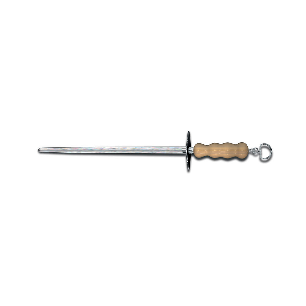 Victorinox 7.8991.21 12" Round Sharpening Steel, Helical Cut, Loose Ring, Light Wood Handle