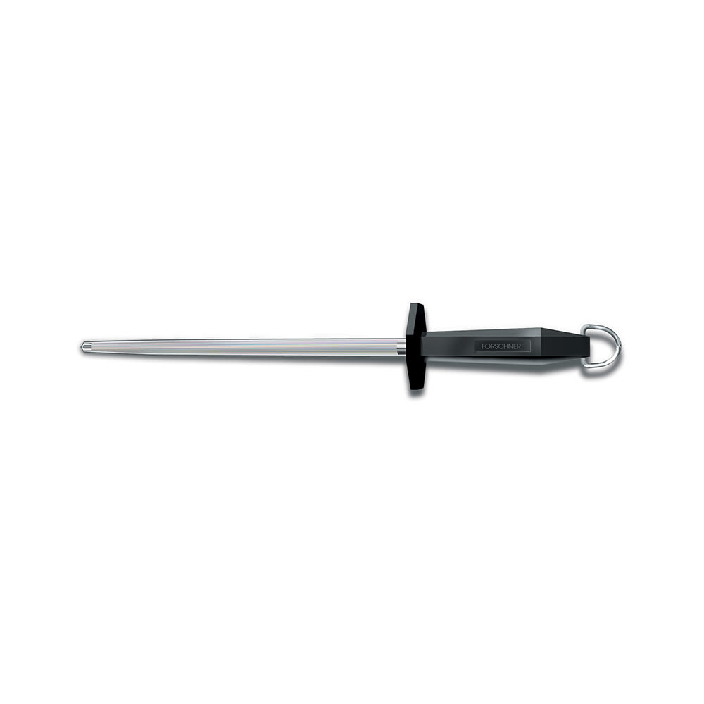 Victorinox 7.8991.3 10" Round Sharpening Steel w/ Fine Cut, Loose Ring, Black Handle