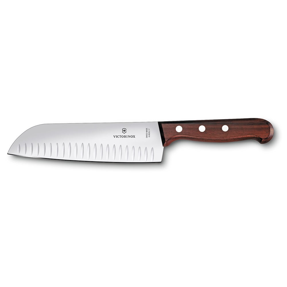 Victorinox 6.8520.17-X2 Granton Edge Santoku Knife w/ 7" Blade, Rosewood Handle