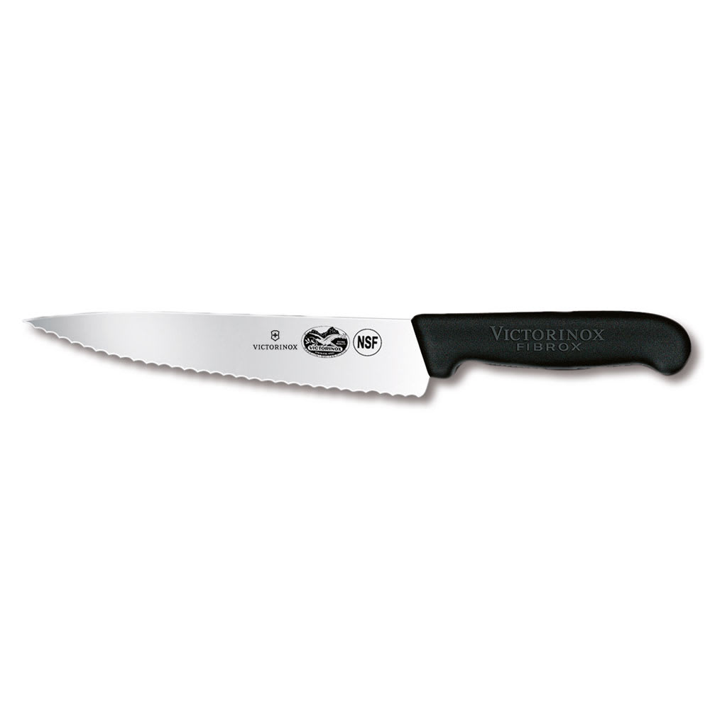 Victorinox 5.2033.19-X1 Wavy Chef's Knife w/ 7 1/4" Blade, Black Fibrox® Nylon Handle