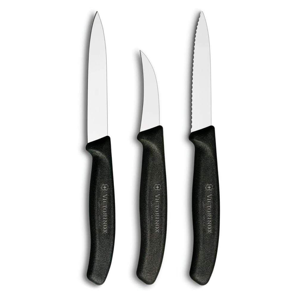 Victorinox 6.7503-X3 3 Piece Paring Knife Set w/ Polypropylene Black Handle, High Carbon Steel
