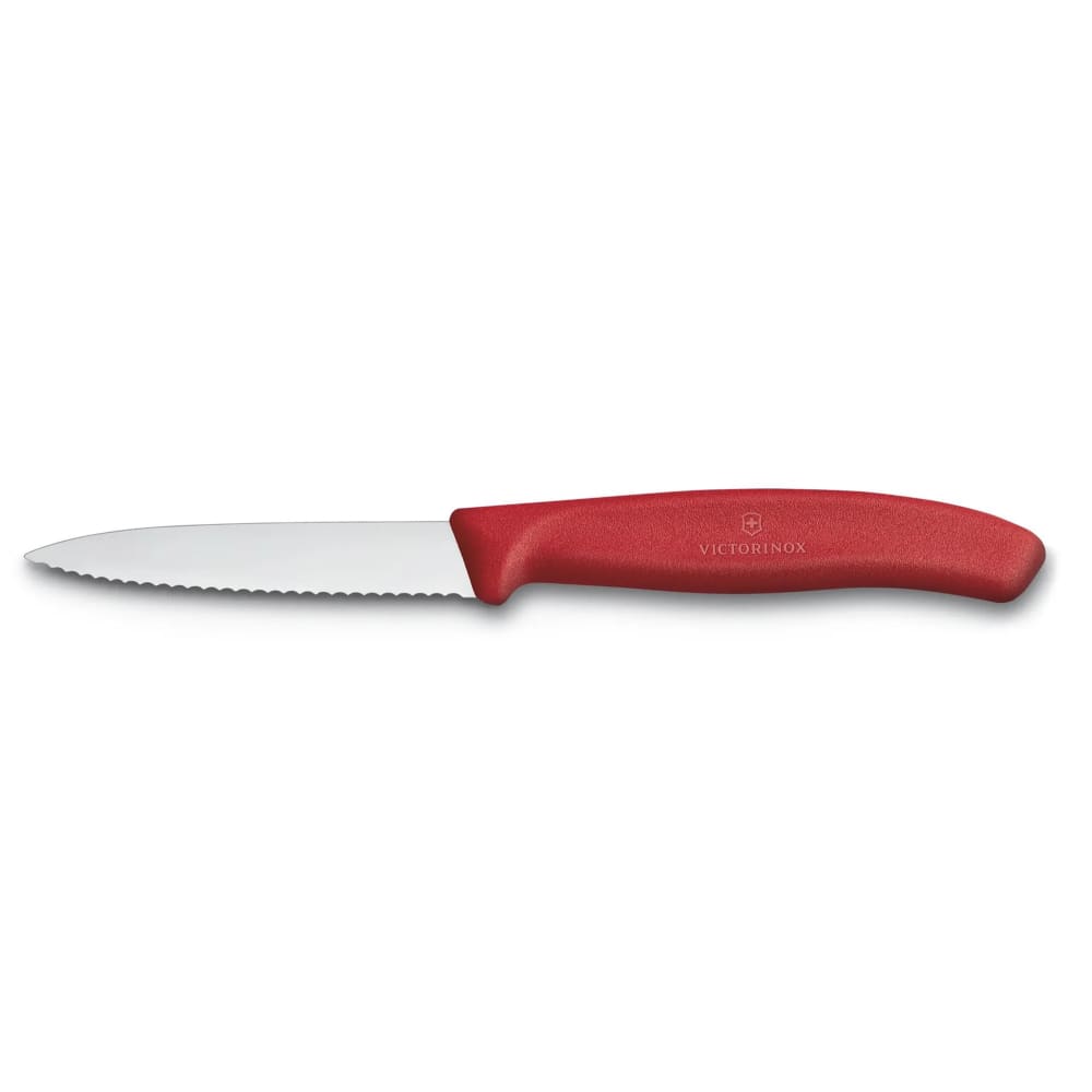 Victorinox 6.7631 Wavy Paring Knife w/ 3 1/4" Blade, Red Polypropylene Handle