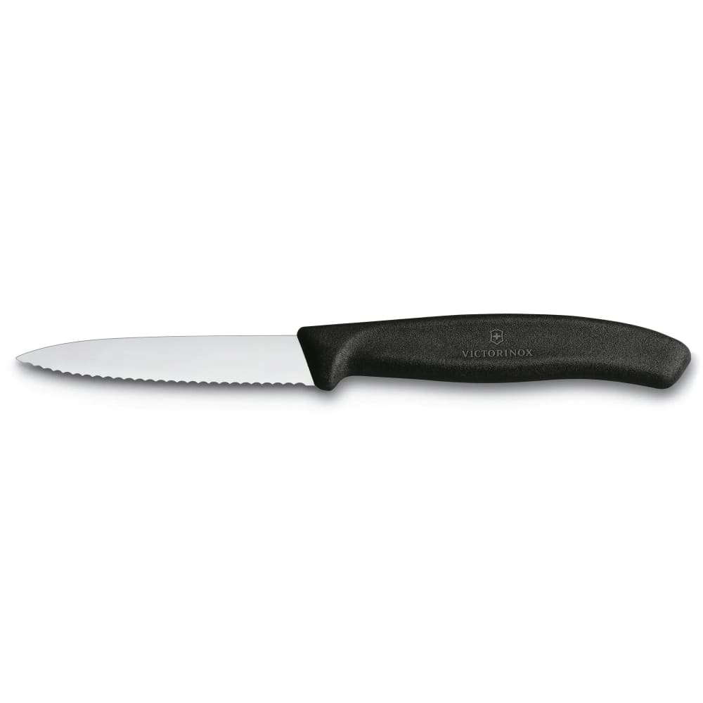 Victorinox 6.7633 Wavy Paring Knife w/ 3 1/4" Blade, Black Polypropylene Handle