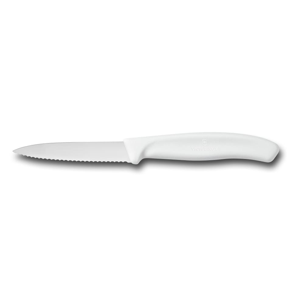 Victorinox 6.7637 Wavy Paring Knife w/ 3 1/4" Blade, White Polypropylene Handle