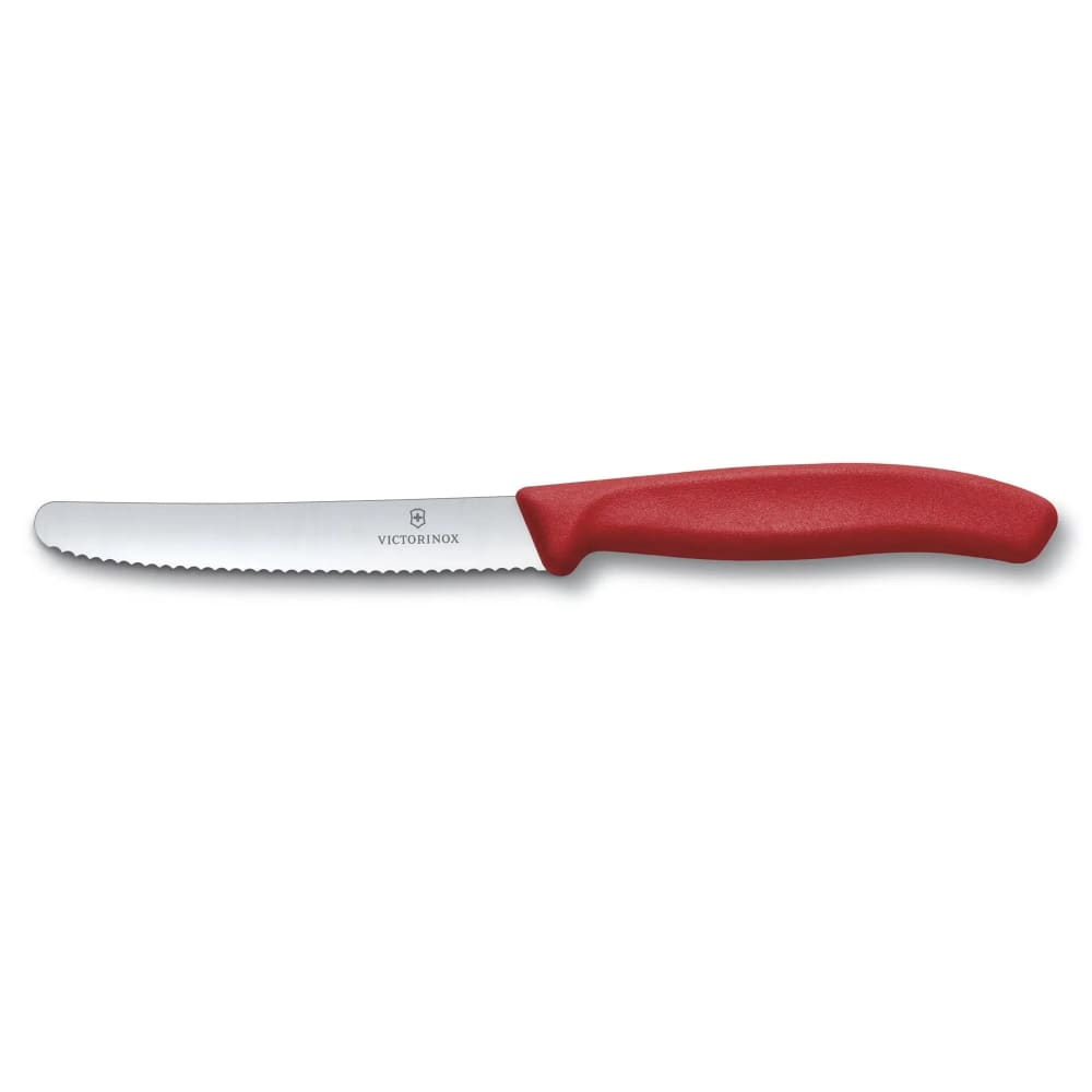 Victorinox 6.7831 Serrated Steak Knife w/ 4 1/2" Blade, Red Plastic Nylon Handle