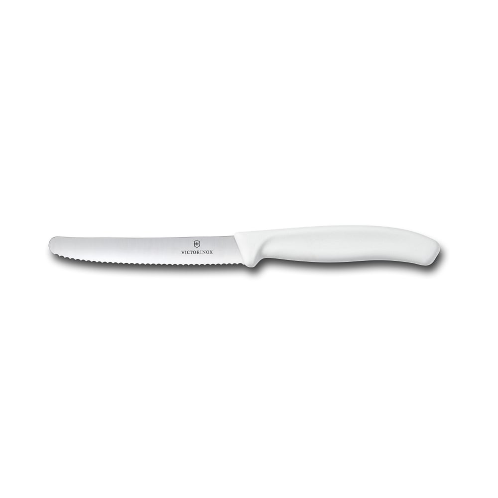 Victorinox 6.7837 Serrated Steak Knife w/ 4 1/2" Blade, White Plastic Nylon Handle