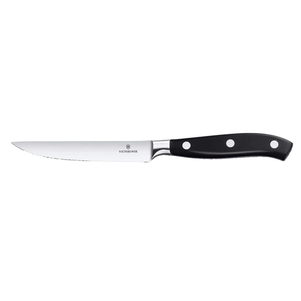 Victorinox 7.7203.12WG 4 7/10" Grand Maître Serrated Steak Knife w/ Black POM Handle, Stainless Steel