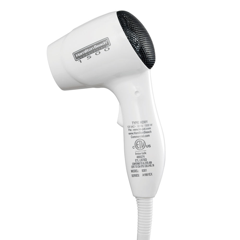 Hamilton Beach Wall Mount Hair Dryer w/ 2 Speed Settings - White, 125v (8301)