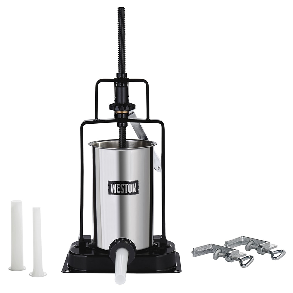 Weston 86-0501-W 5 lb Manual Vertical Sausage Stuffer w/ (3) Funnels, Stainless Steel