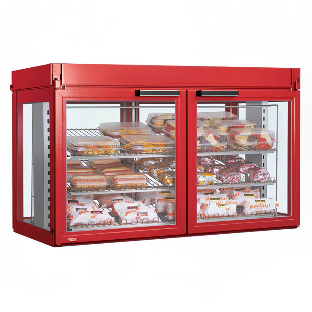 Hatco LFST-48-1X 48 13/16" Full Service Countertop Heated Display Case - (3) Shelves, Red, 120/208v/1ph