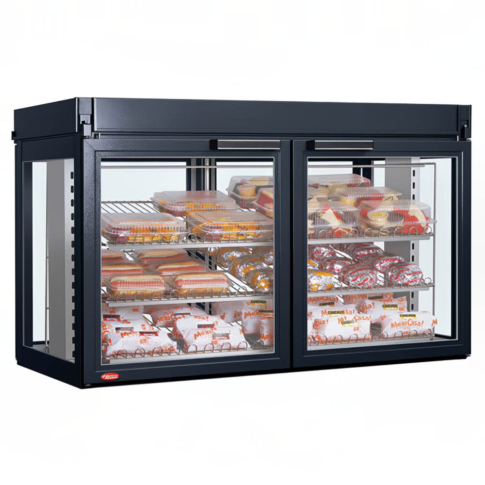 Hatco LFST-48-2X 48 13/16" Self Service Countertop Heated Display Case - (3) Shelves, Black, 120/208v/1ph