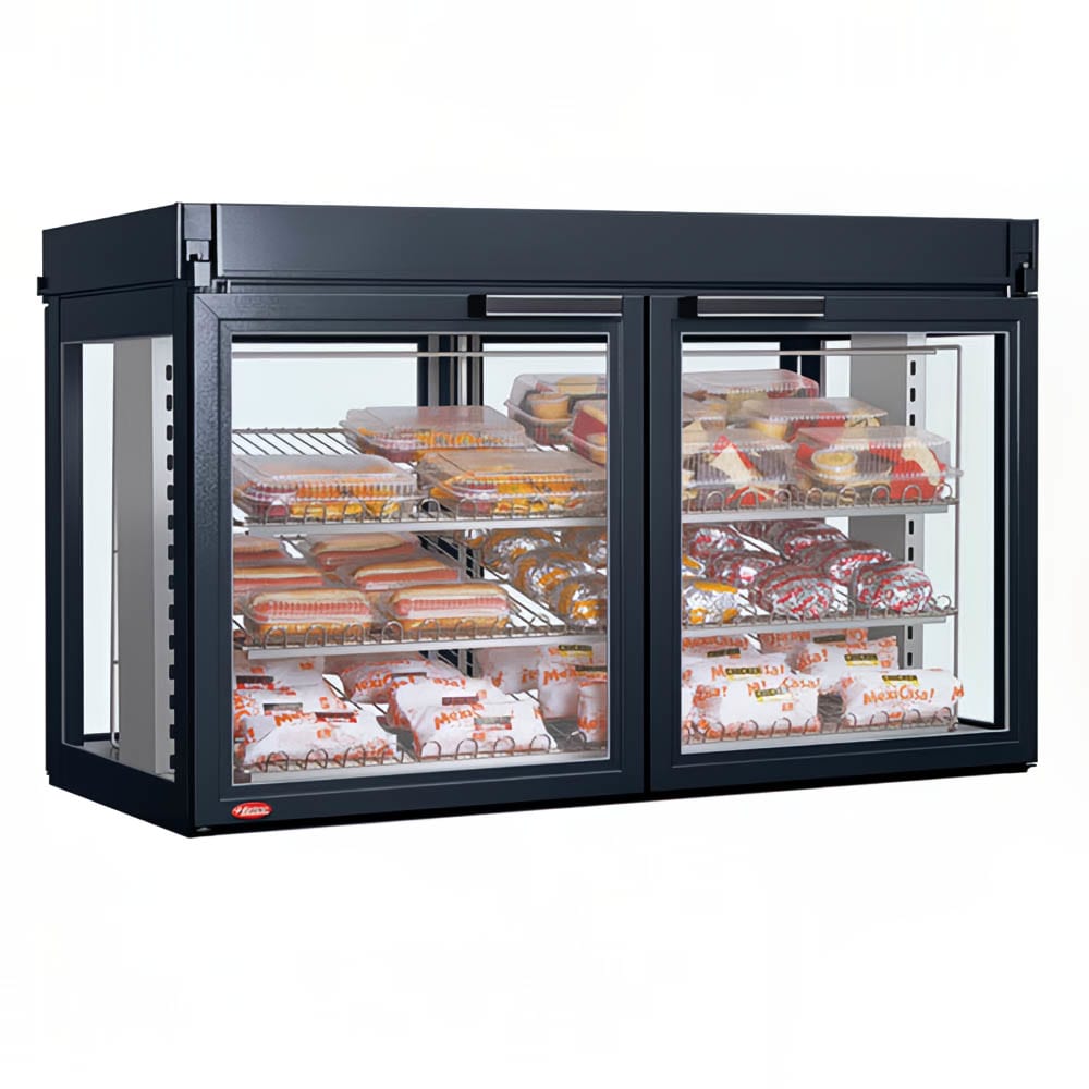 Hatco LFST-48-2X 48 13/16" Self Service Countertop Heated Display Case - (3) Shelves, Black, 120/240v/1ph