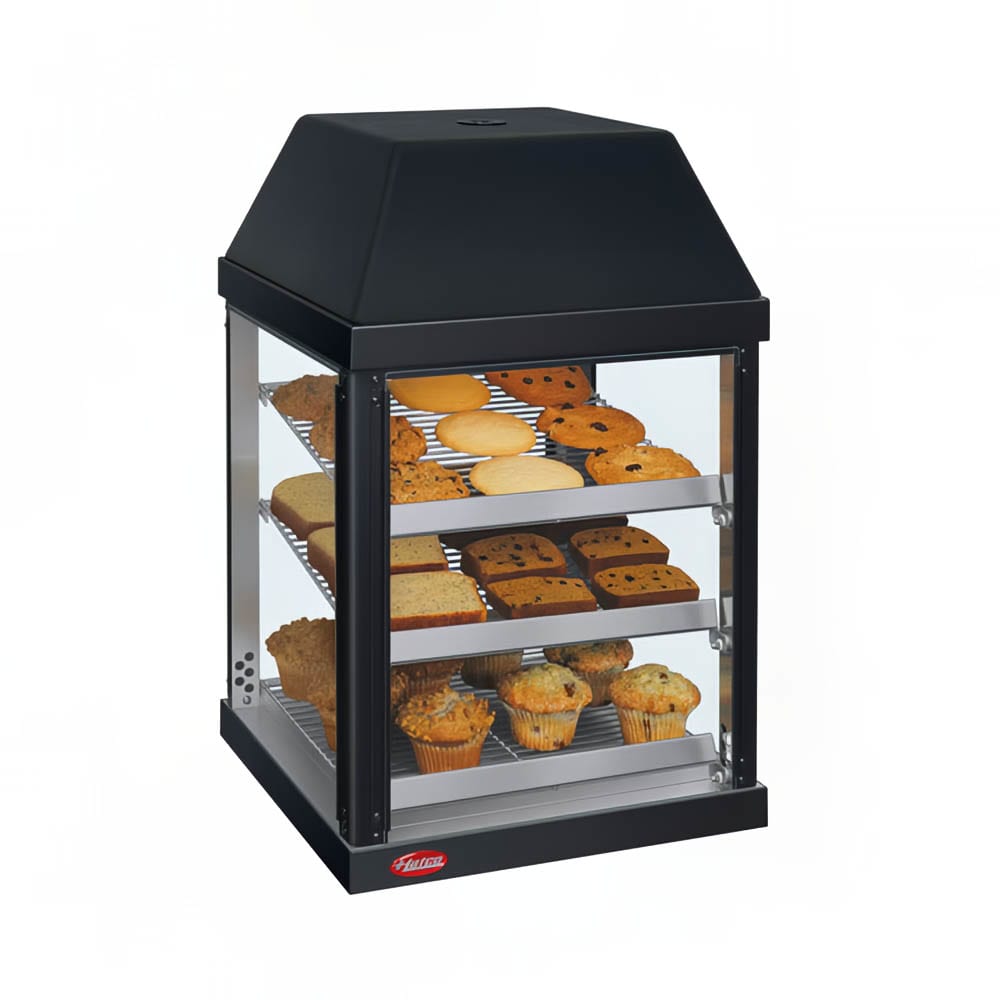 Hatco MDW-1X 15 3/4" Full Service Countertop Heated Display Case - (3) Shelves, Black, 120v
