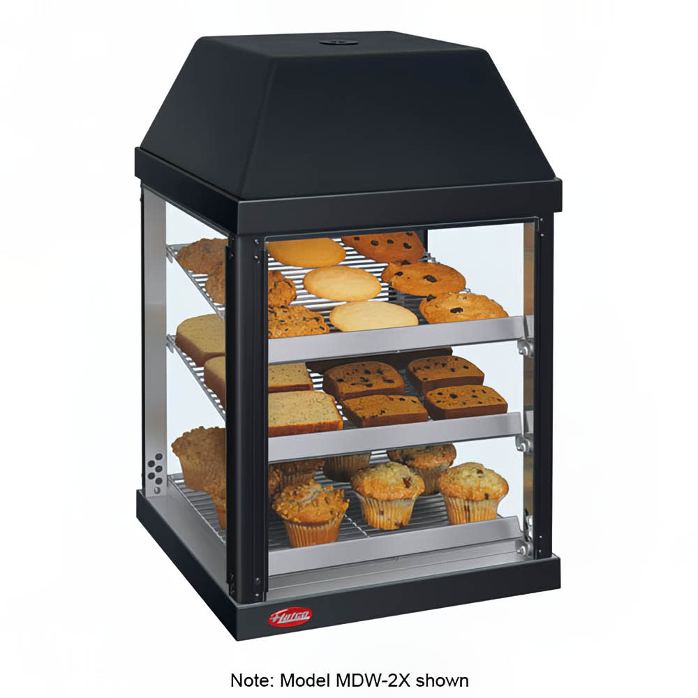 Hatco MDW-2X 15 3/4" Self Service Countertop Heated Display Case - (3) Shelves, Black, 120v