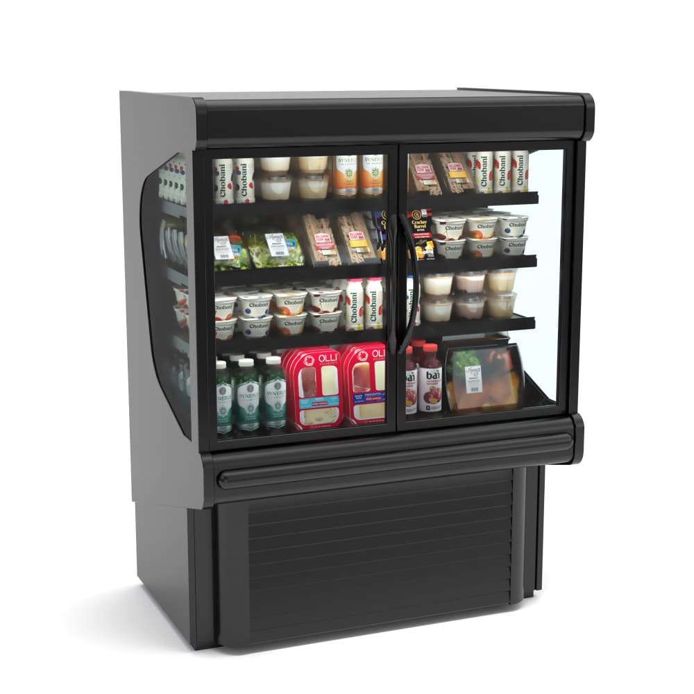 Hussmann MD4060DA 41 5/16" microSC™ Two Section Glass Door Merchandiser - (2) Left/Right Hinge Doors, Black, 115v