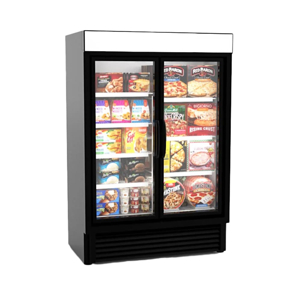 Hussmann VRL2B1A 54" Two Section Display Freezer w/ Swing Door - Bottom Mount Compressor, Black, 120v