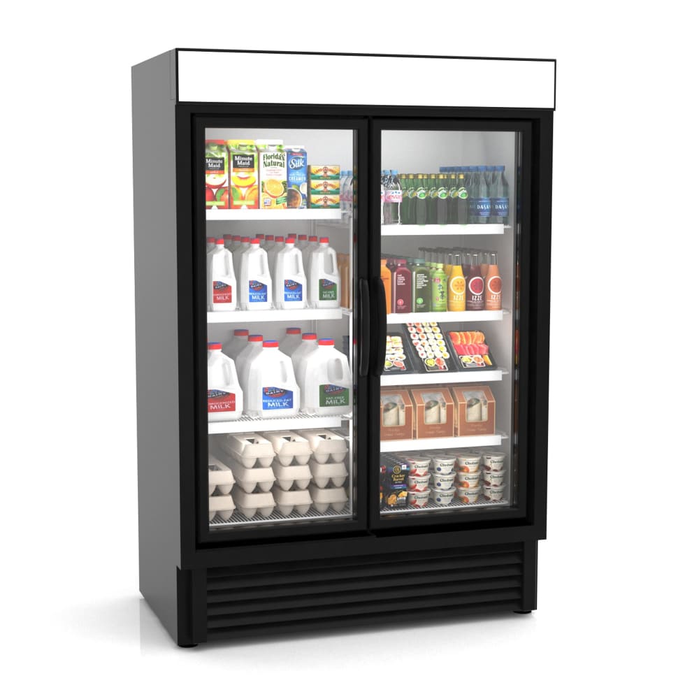 Hussmann VRM2B 53 9/10" microSC™ Two Section Glass Door Merchandiser - (2) Left Hinge Doors, Black, 115v