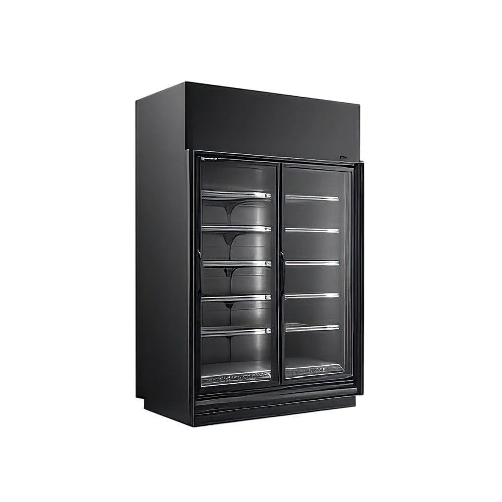 Master-Bilt BEL-2-30CP 67" Two Section Display Freezer w/ Swing Doors - Top Mount Compressor, Black, 208-230v