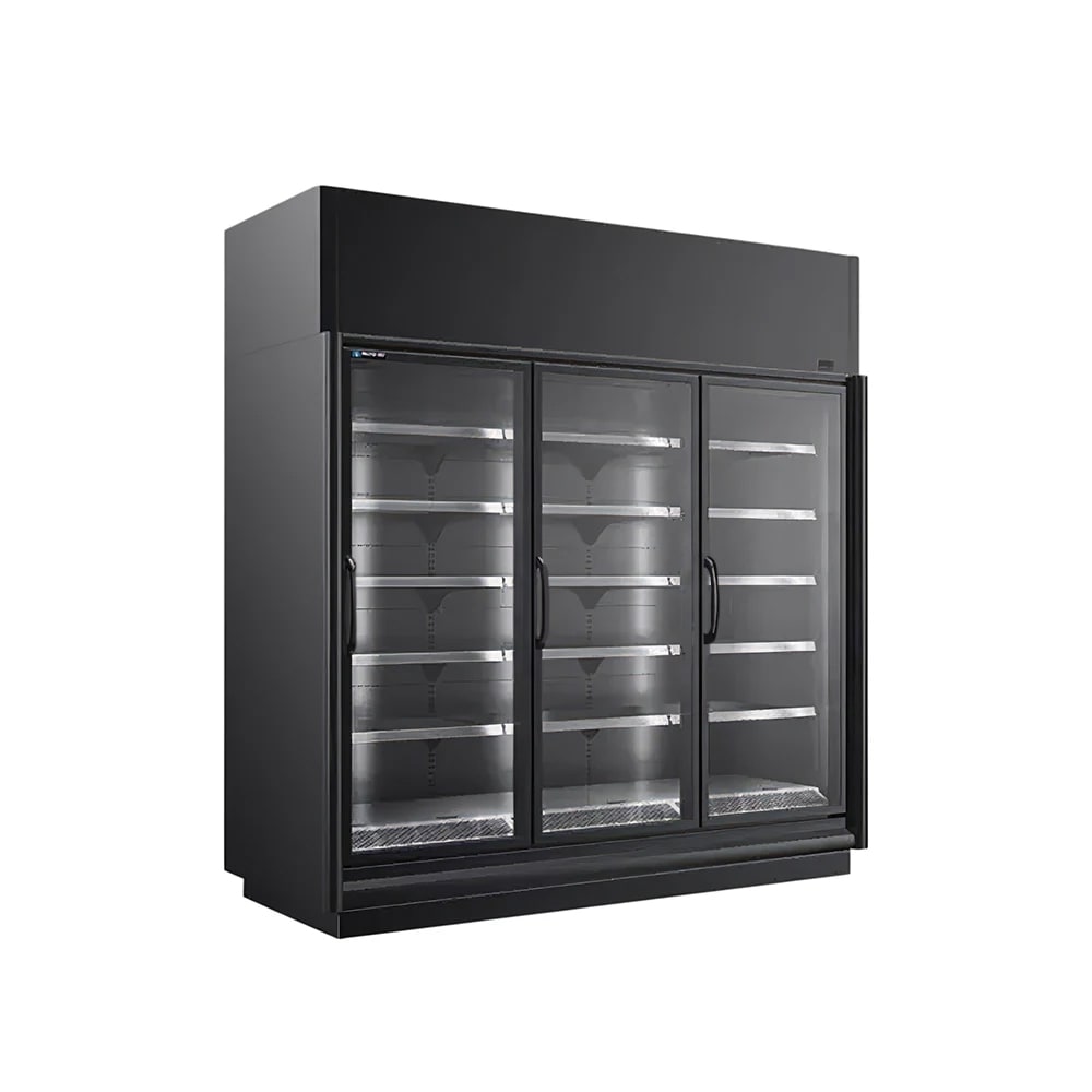 Master-Bilt BEL-3-30CP 97 4/9" Three Section Display Freezer w/ Swing Doors - Top Mount Compressor, Black, 208-230v