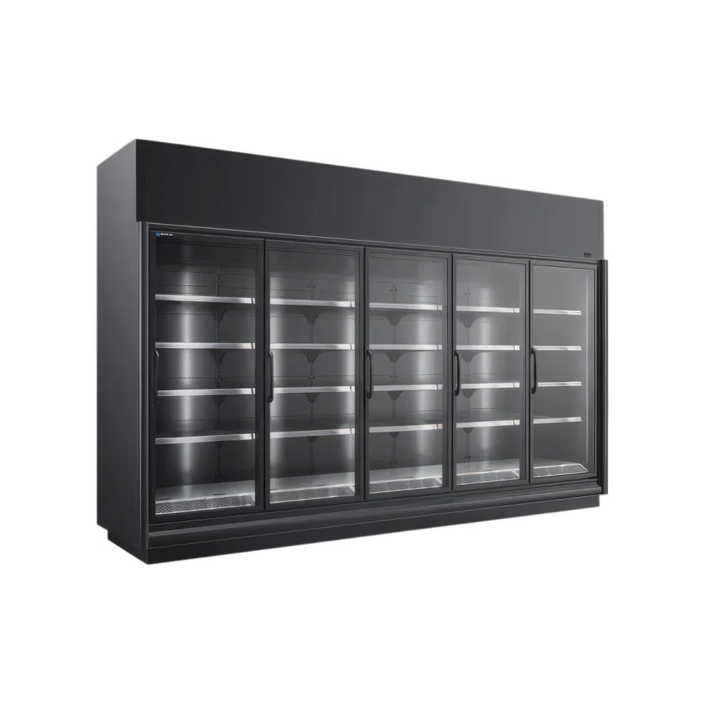 Master-Bilt BEL-5-30CP 158 5/16" Five Section Display Freezer w/ Swing Doors - Top Mount Compressor, Black, 208-230v