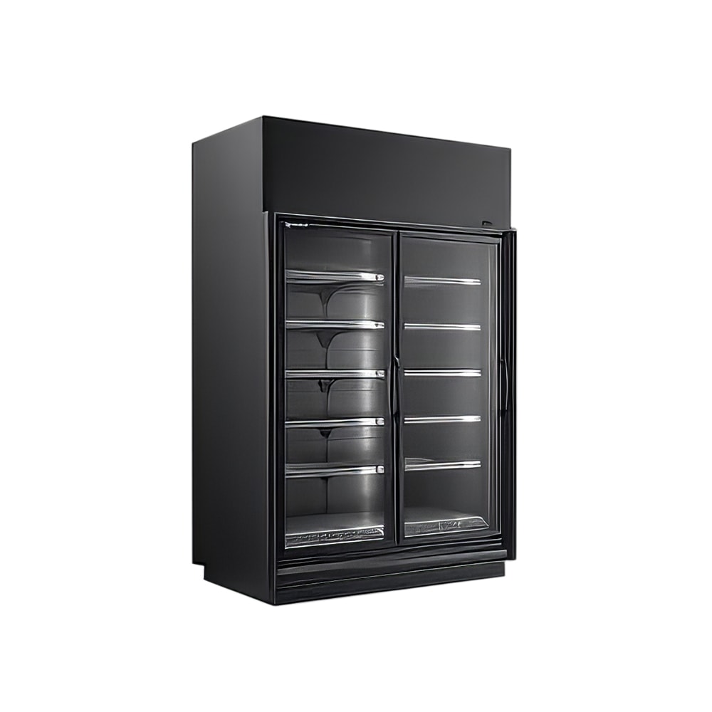 Master-Bilt BEM-2-30CP 67" BEM-CP Series Two Section Glass Door Merchandiser - (2) Left/Right Hinge Doors, Black, 208-230v