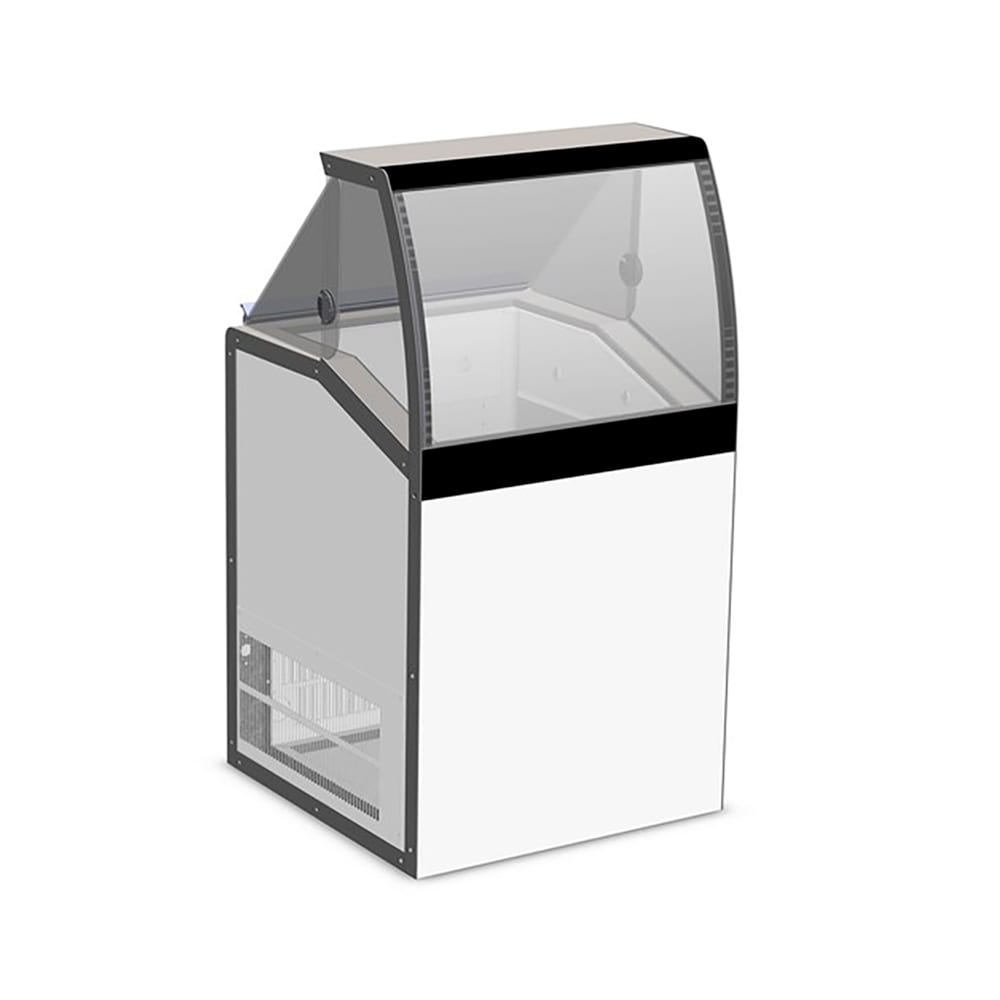 Master-Bilt DD-26LCG 27 1/4" Low Curved Glass Stand Alone Ice Cream Dipping Cabinet w/ 4 Tub Capacity - White, 115v