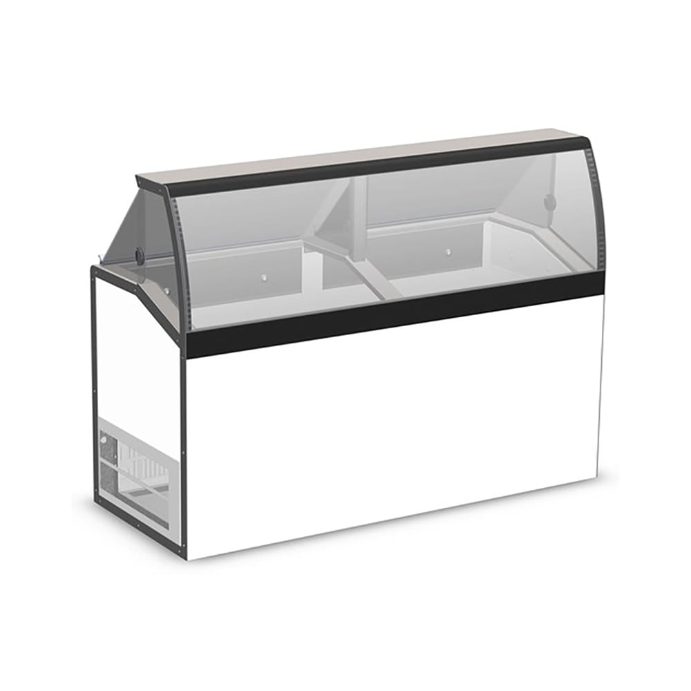 Master-Bilt DD-66LCG 69 1/4" Low Curved Glass Stand Alone Ice Cream Dipping Cabinet w/ 20 Tub Capacity - White, 115v