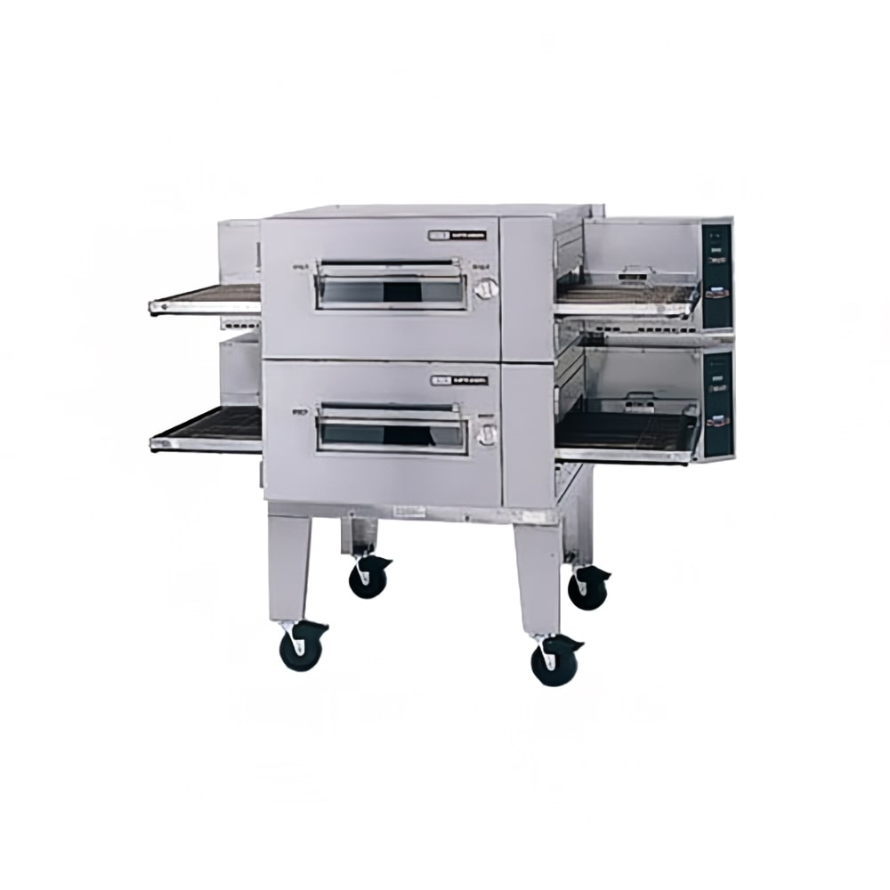 Lincoln 1600-FB2E 73" Electric Low Profile Double Impinger Conveyor Pizza Oven - 220v/3ph