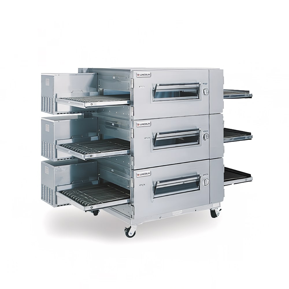 Lincoln 1600-FB3G 73" Gas Low Profile Triple Impinger Conveyor Pizza Oven - Liquid Propane